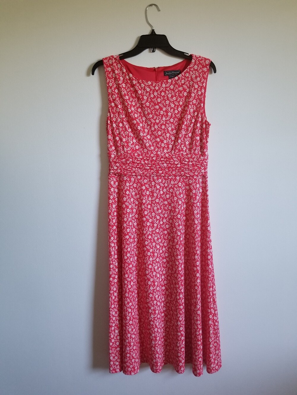 Jessica Howard Red and White Floral  Midi Dress